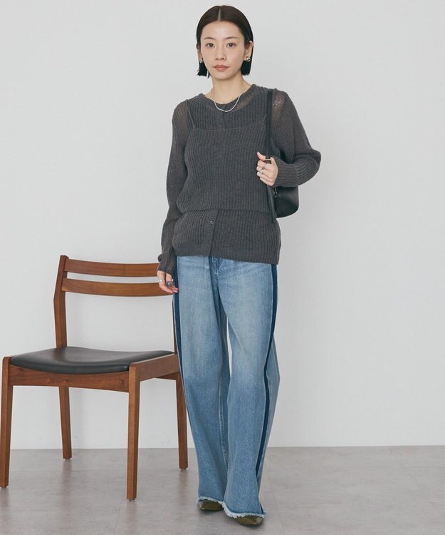 AMERICAN HOLIC 甘編みキャミカーディガンセット Charcoal Gray