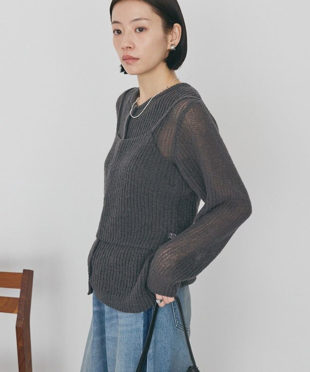 AMERICAN HOLIC 甘編みキャミカーディガンセット Charcoal Gray