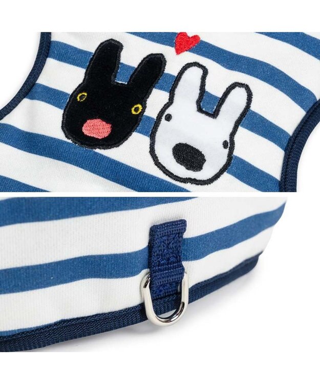 PET PARADISE リサとガスパール 保冷剤付 ベストハーネス 《ボーダー》 ３Ｓ 小型犬 ホワイト×ネイビー