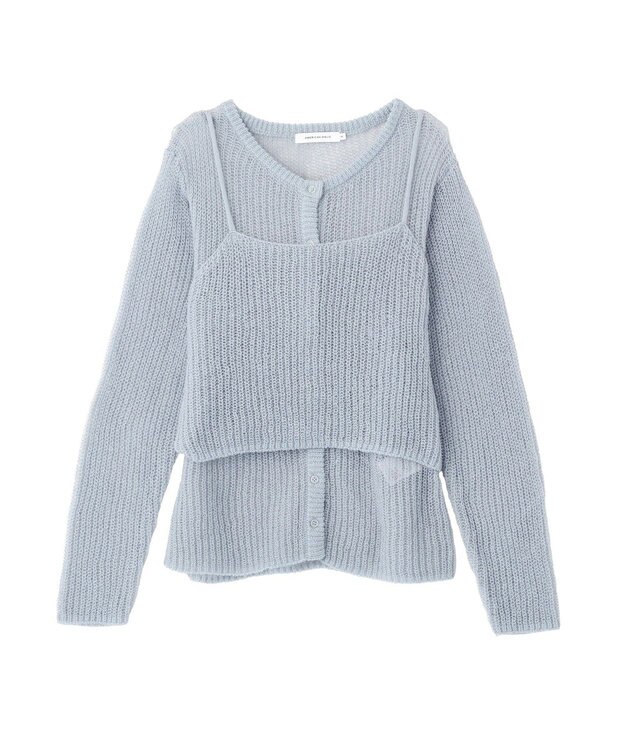 AMERICAN HOLIC 甘編みキャミカーディガンセット Sax