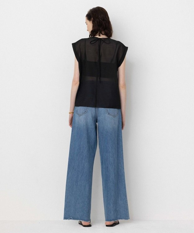 NAVE 【Nave・洗える/シアー素材】シアーリンクル ノースリーブブラウス ブラック系