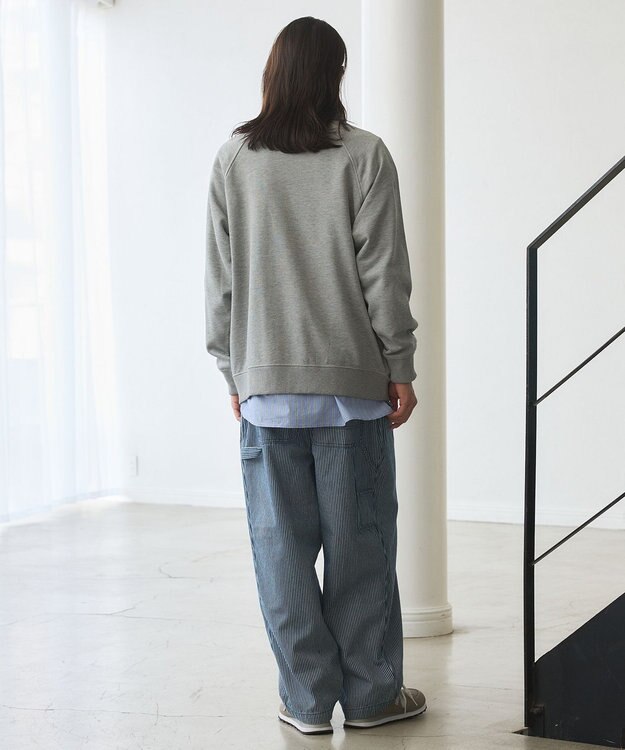 J.PRESS YORK STREET 【UNISEX】ラガータイプラグラン 裏毛トレーナー ライトグレー系