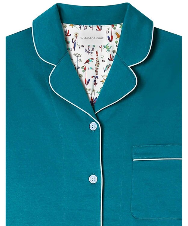 une nana cool 【綿100%】40/2コーマ天竺シルケットパジャマ MADE WITH LIBERTY FABRIC ターコイズブルー