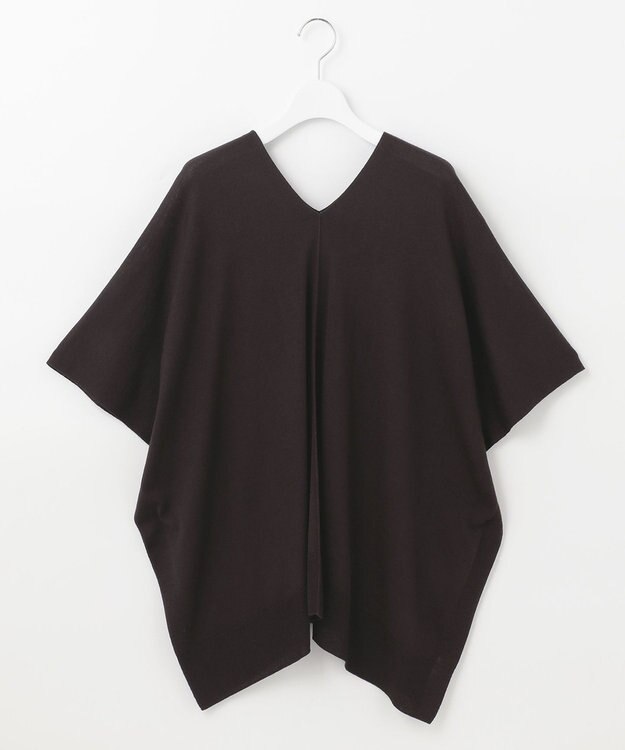 自由区 【洗える/セットアイテム】マルチWAYコンビ ニットポンチョ×プルオーバー ブラウン系ボーダー