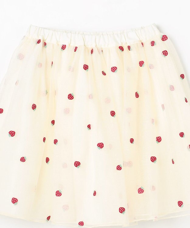 ANY KIDS 【Strawberry Collection】総刺繍 いちごチュールスカート エクリュ
