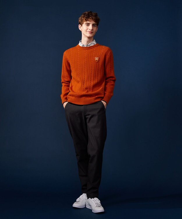 23区GOLF 【MEN】【ウォッシャブル】ストレッチ カラーニット キャメル系