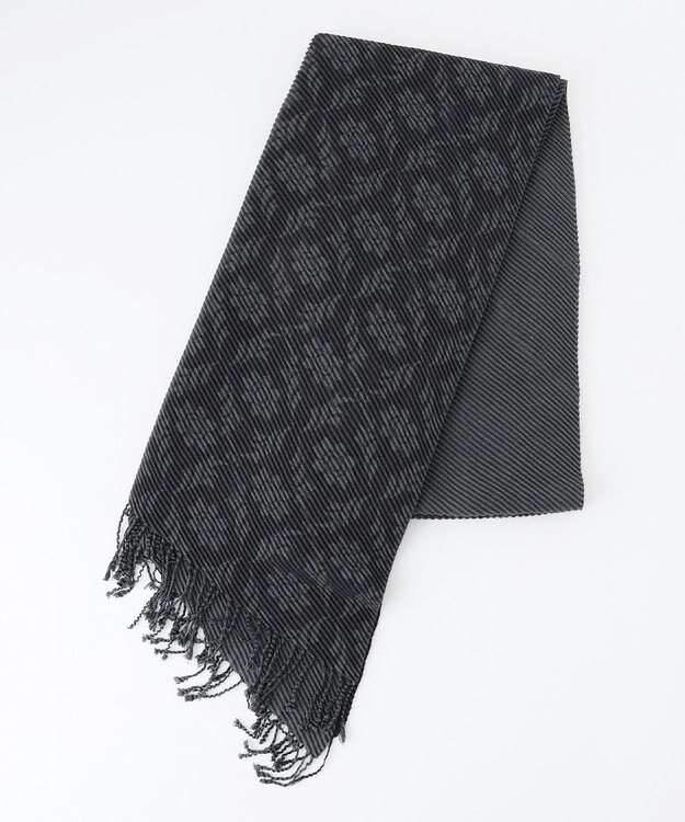 JOSEPH HOMME シルクカシミヤ　プリーツストール　オーナメント柄 グレー系