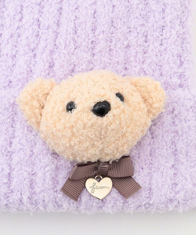 ANY KIDS 立体 アニマル ニット キャップ ラベンダー×クマ