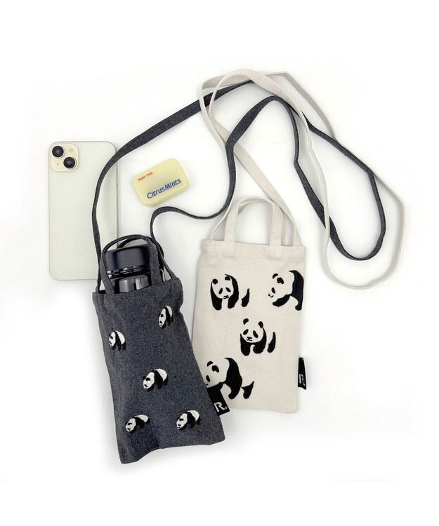 ROOTOTE 1279【スマホショルダー】CJ.ベビールー.パンダ.リサイクルコットン-A 01：グレー
