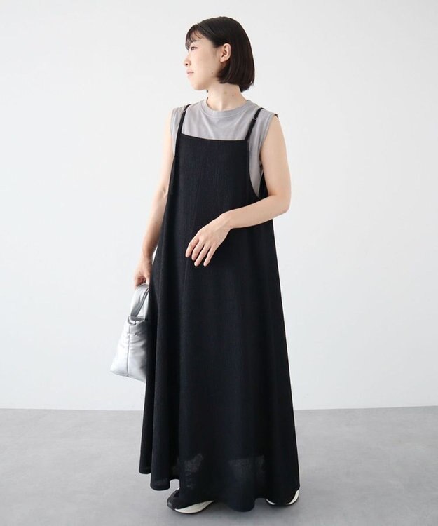 Green Parks BEST PRICE 表面感カットキャミワンピース Black