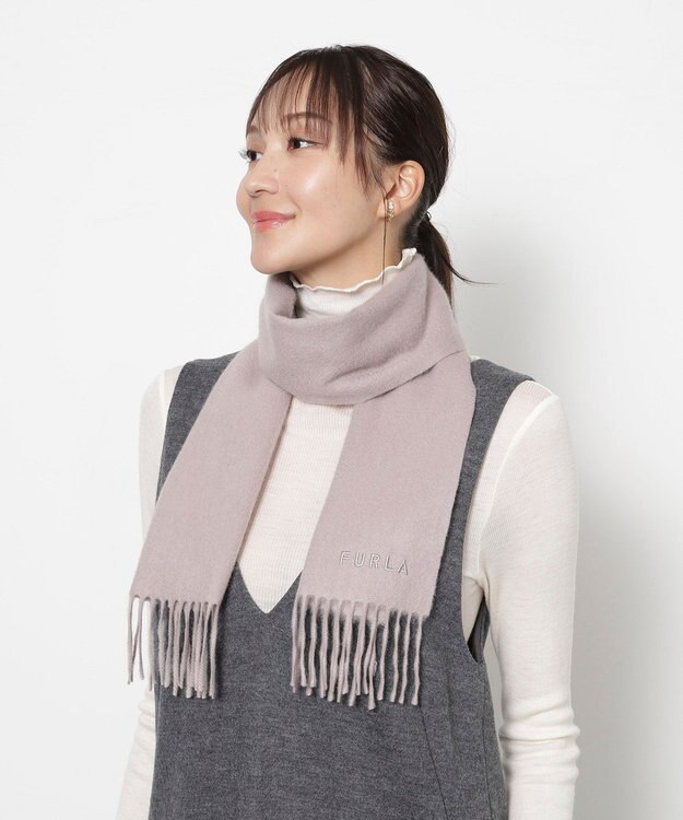 MOONBAT FURLA(フルラ）カシミヤ100％ 無地 プチマフラー モカブラウン