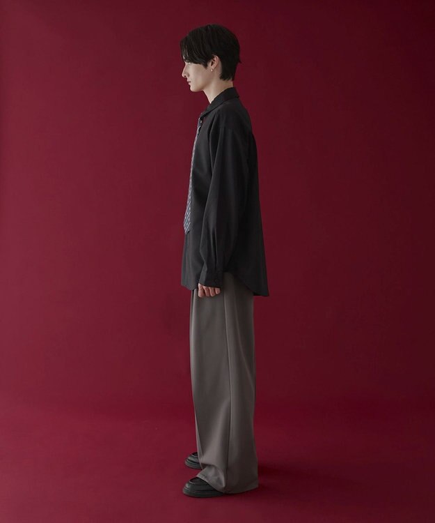 WEGO タイ付きシャツ(LS) ブラック