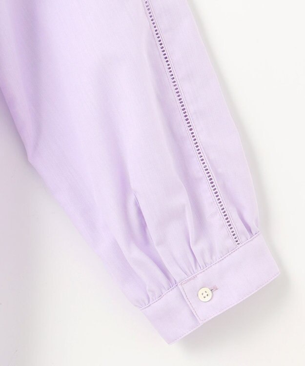 J.PRESS LADIES 【洗える】シャンブレー バンドカラー ピンタック ブラウス ラベンダー系