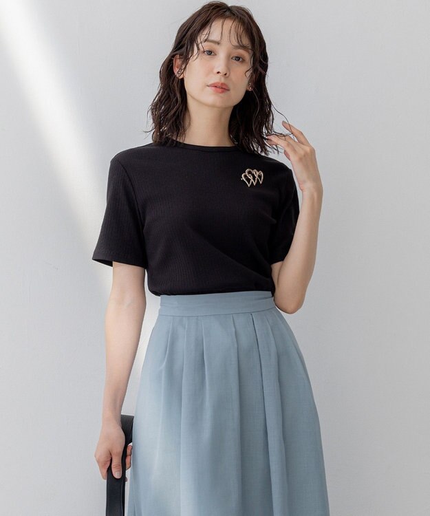 組曲 S ベーシックリブ Tシャツ ブラック系