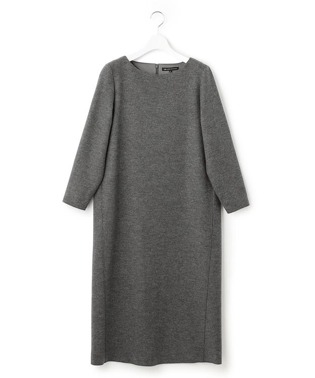 23区 【CLASSY.1月号掲載】ウール圧縮スムース  サック ワンピース チャコールグレー