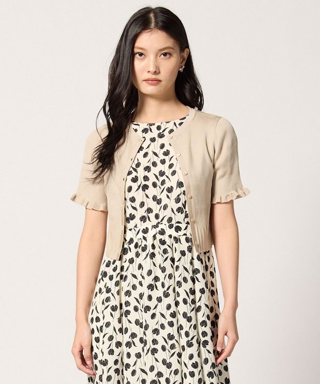 TOCCA HALF SLEEVE AJISAI  半袖カーディガン ベージュ系