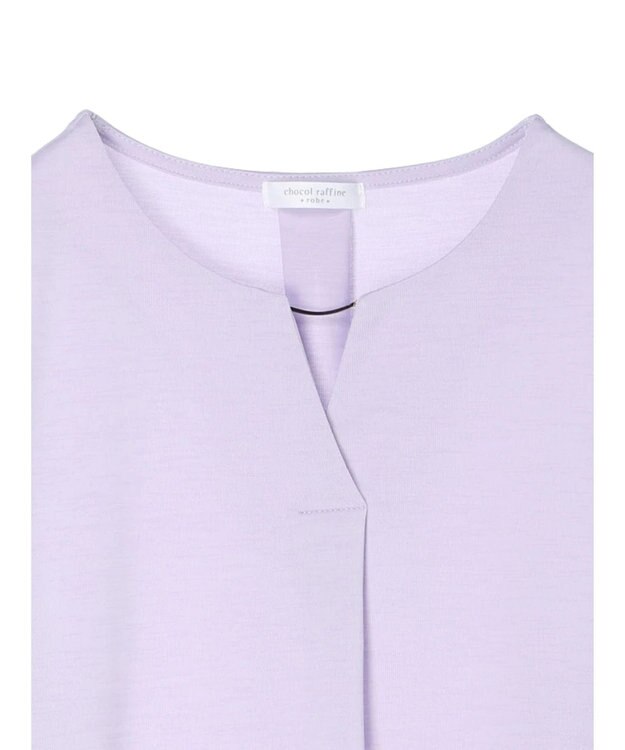 Green Parks バー付き７分袖ブラウソー Purple