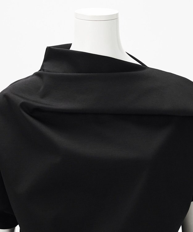 23区 L 【エステータ】トリアセファインジャージー アシンメトリーハイネック カットソー ブラック系