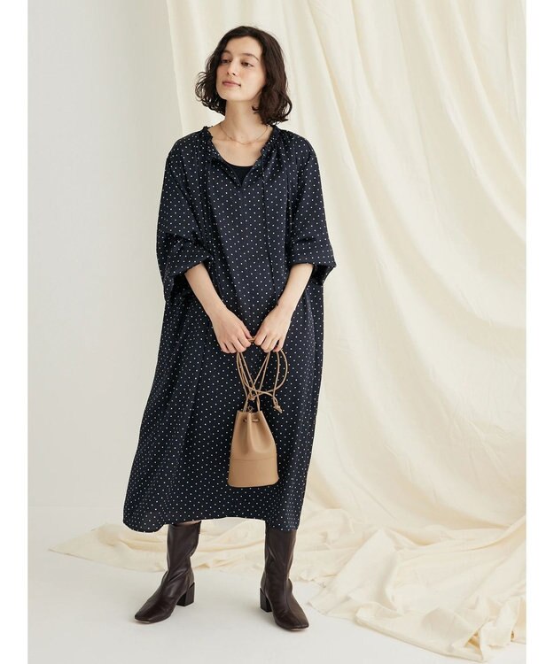 CRAFT STANDARD BOUTIQUE 柄ギャザーマキシワンピース Dot
