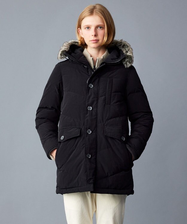 JOSEPH ABBOUD MOUNTAIN  【サスティナブル/ECO撥水/ECOファー/9ポケット/男女兼用】Pe/Nyピーチ ダウンコート ブラック系