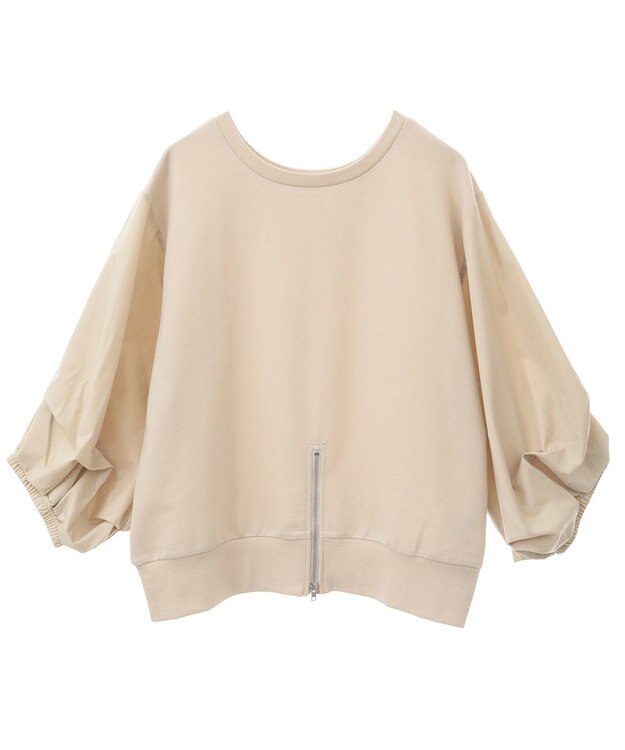 Green Parks ２ＷＡＹ７分袖タック裾ＺＩＰプルオーバー Light Beige