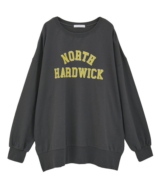 Green Parks カレッジロゴ裏毛チュニック Charcoal Gray