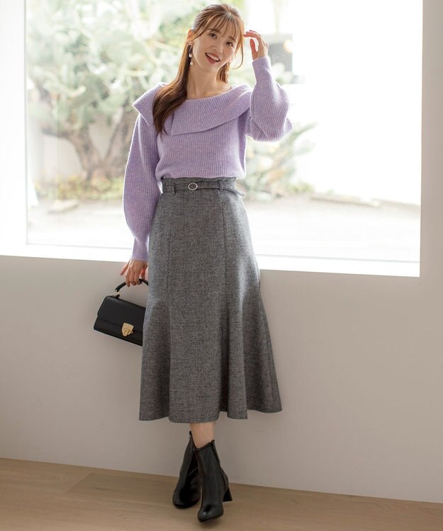 ANY SIS 【洗える】オフショル ニット ラベンダー