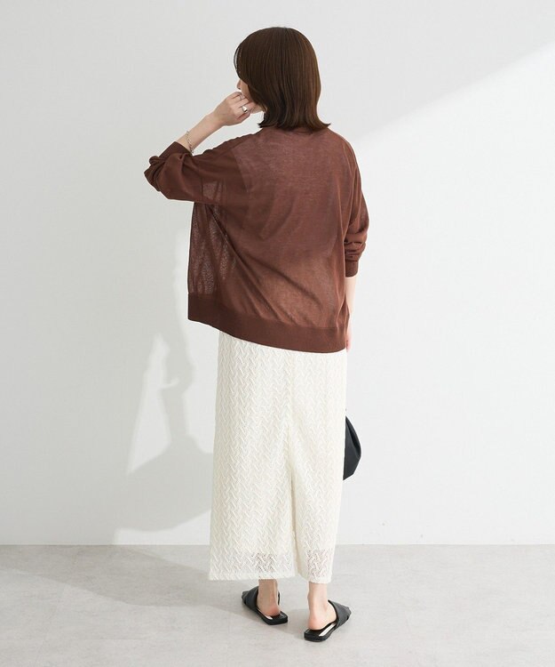 Green Parks 接触冷感ゆったりカーディガン Brown