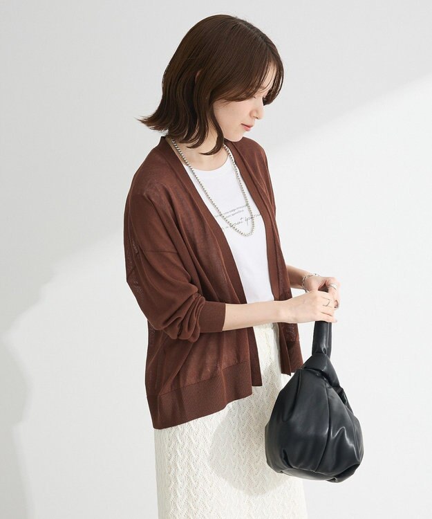 Green Parks 接触冷感ゆったりカーディガン Brown