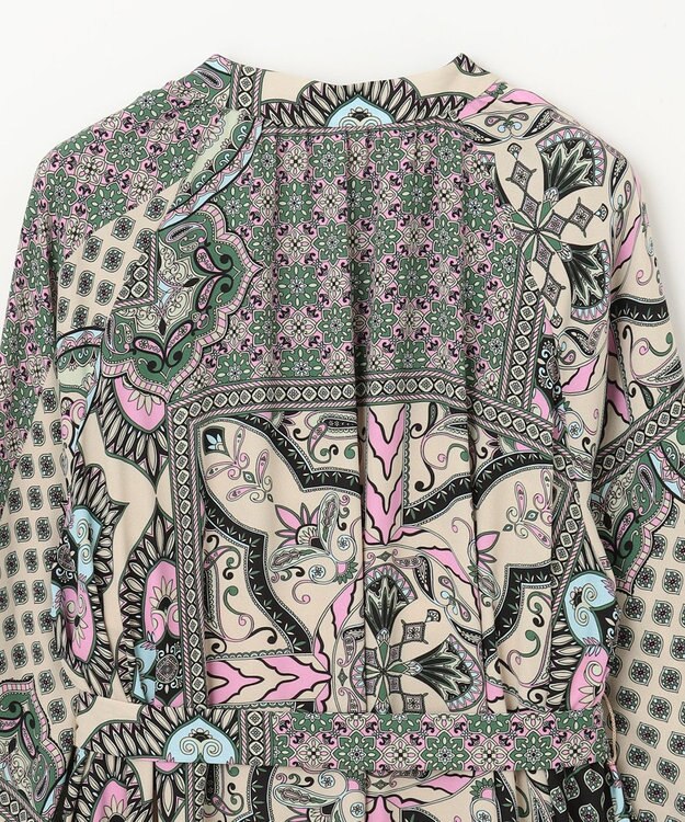 GRACE CONTINENTAL カフタンプリントロングワンピース ベージュ