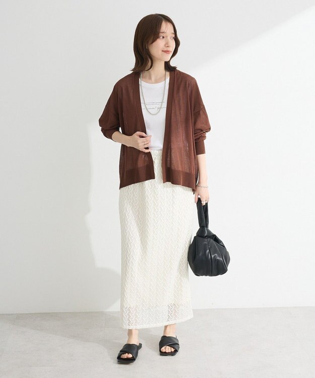 Green Parks 接触冷感ゆったりカーディガン Brown