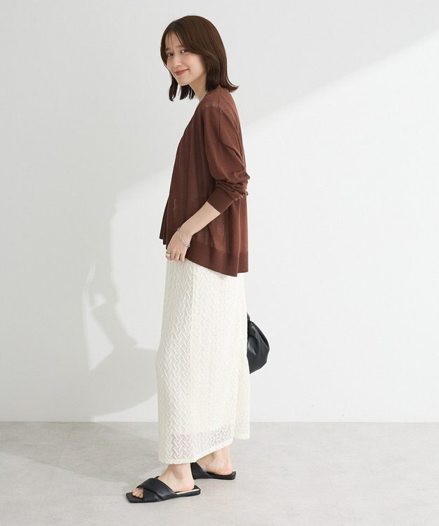 Green Parks 接触冷感ゆったりカーディガン Brown