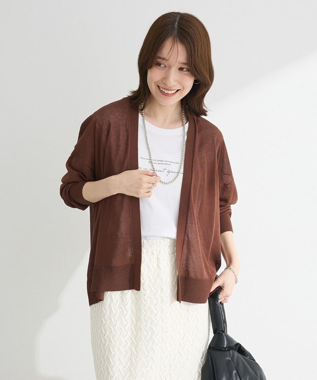 Green Parks 接触冷感ゆったりカーディガン Brown