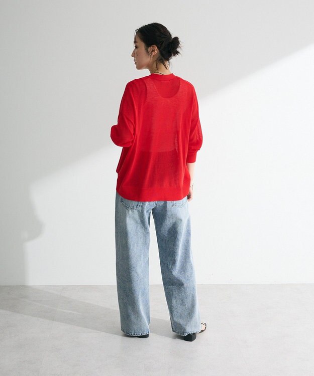 Green Parks 接触冷感ゆったりカーディガン Red