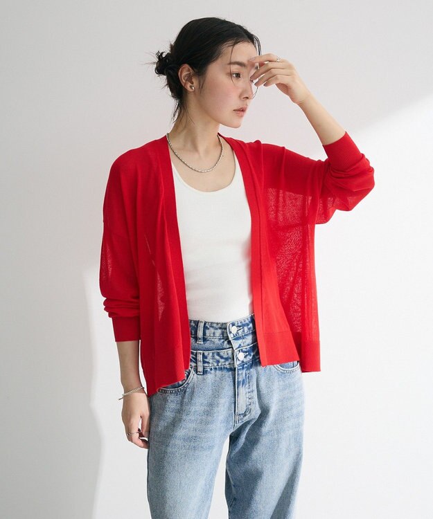 Green Parks 接触冷感ゆったりカーディガン Red