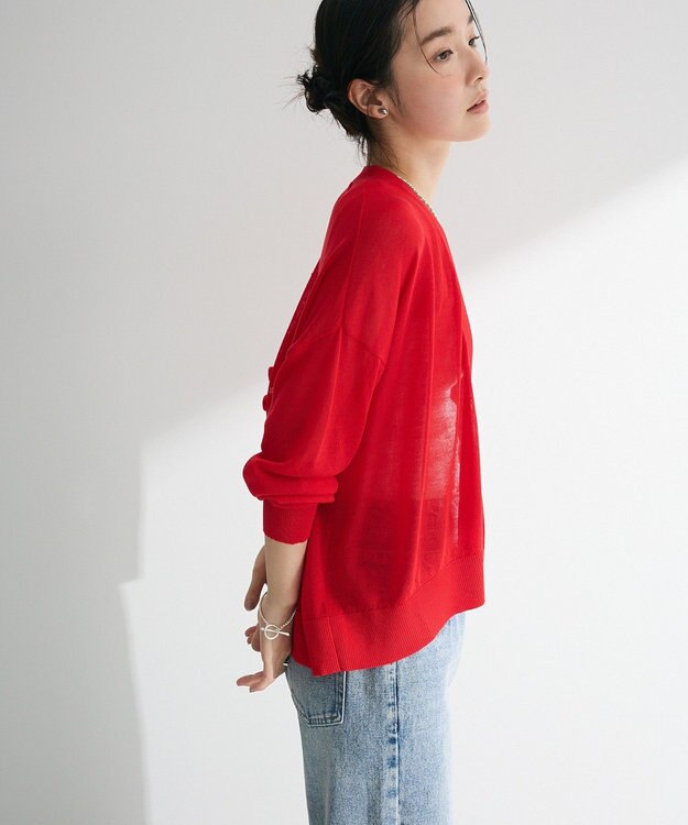 Green Parks 接触冷感ゆったりカーディガン Red