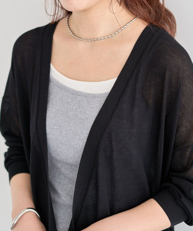 Green Parks 接触冷感ゆったりカーディガン Black