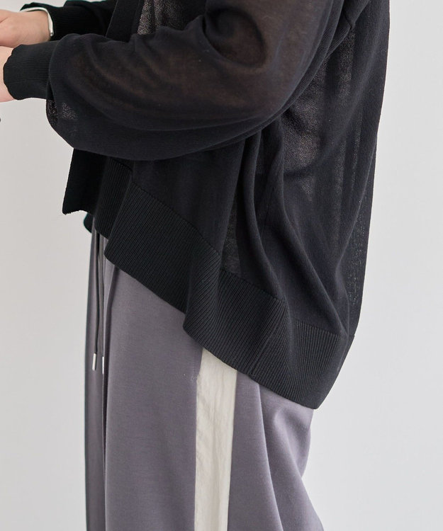 Green Parks 接触冷感ゆったりカーディガン Black