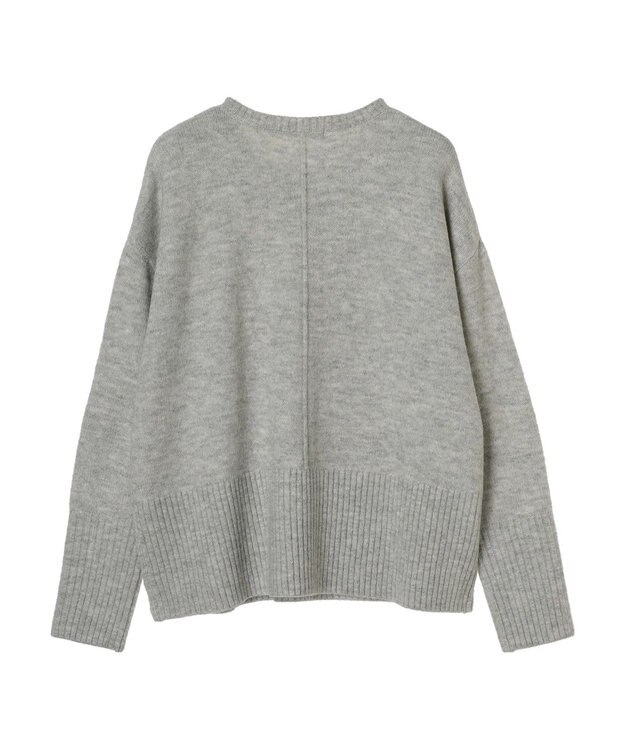 Green Parks ｆｕｗａっとメランジ袖リブ長めニットプルオーバー Light Gray