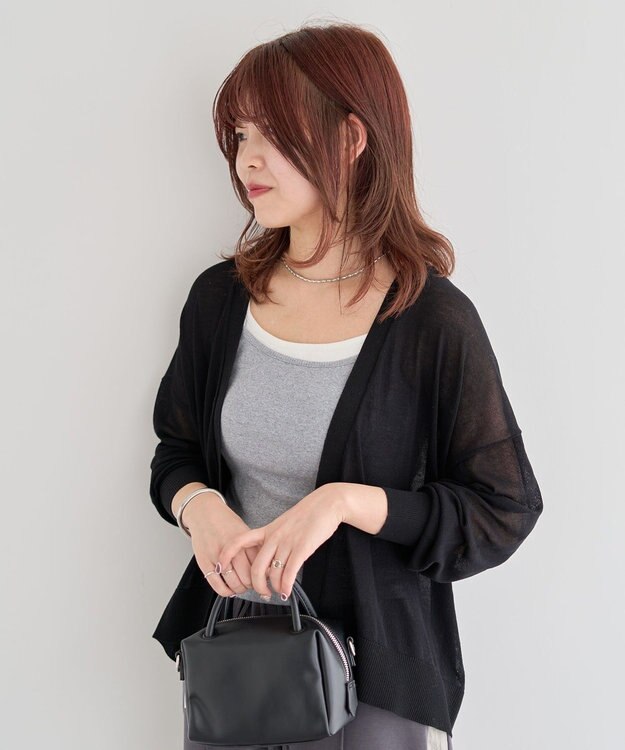 Green Parks 接触冷感ゆったりカーディガン Black