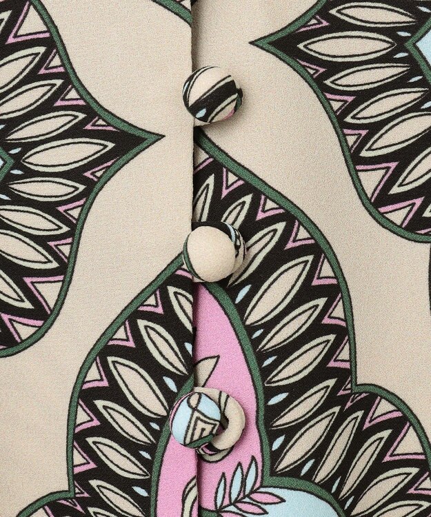 GRACE CONTINENTAL カフタンプリントロングワンピース ベージュ