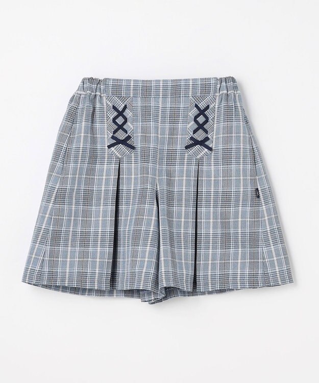 組曲 KIDS 【150-160㎝】グレンチェック キュロット サックスブルー