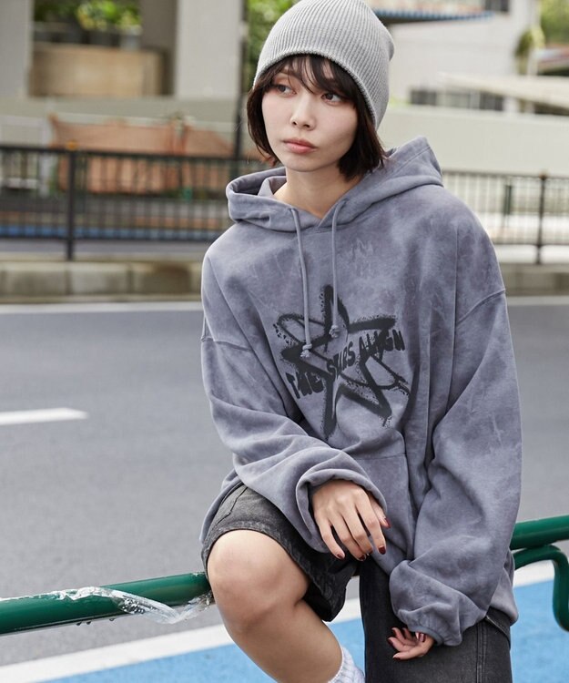 WEGO 【ユニセックス着用ITEM】スノーダイグラフィックビッグパーカー グレー