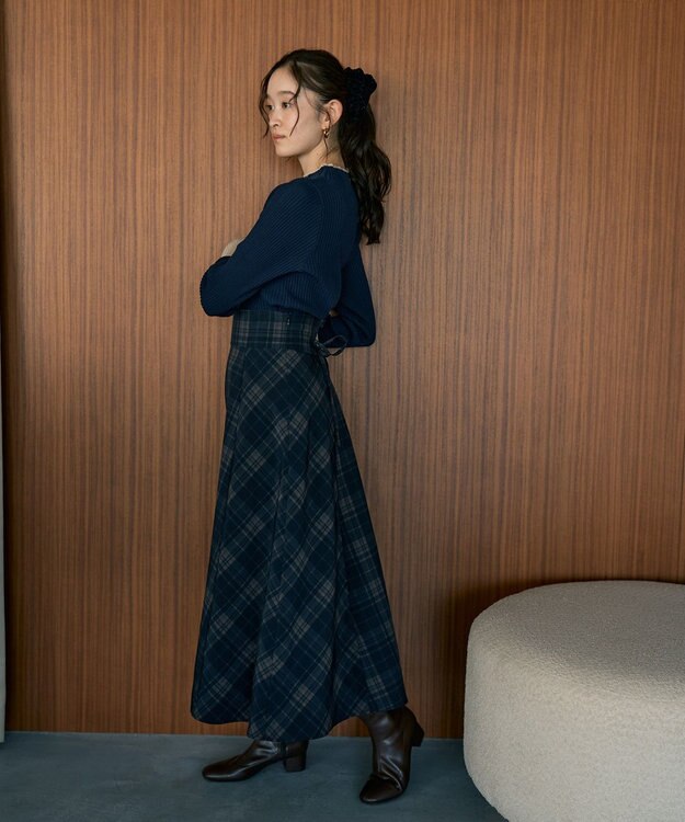 earth music&ecology ハイネックリブニットプルオーバー Navy