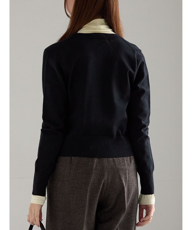 Te chichi ビジューニットコンパクトカーディガン ブラック