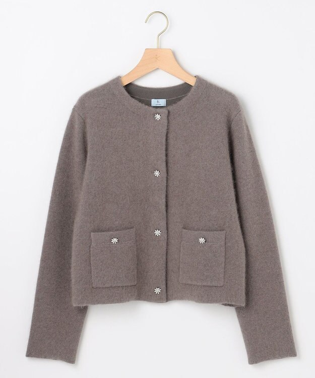 組曲 L 【加藤ローサさん着用】フラッフィーファーニット ジャケット ブラウン系