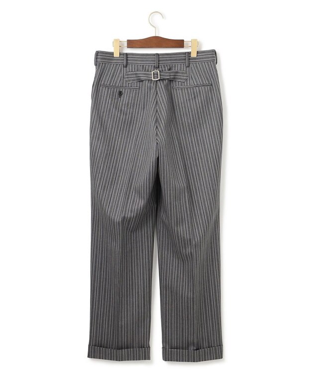 J.PRESS MEN 【J.PRESS ORIGINALS】Dark Pinstripe Wool New Piped Stem Slacks / Big Back Belt ライトグレー系1