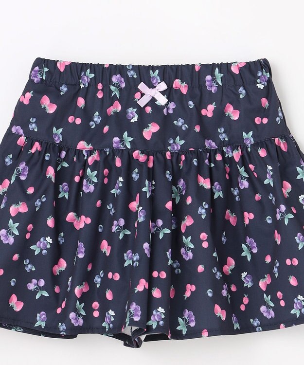 ANY KIDS 【洗濯機可能】総柄フルーツ キュロット ネイビー