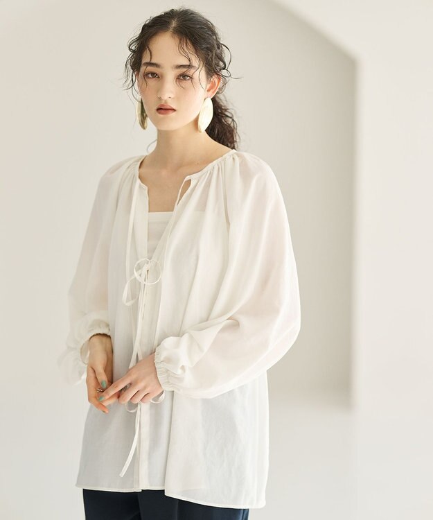 #Newans 2WAYシアーボレロブラウス ホワイト