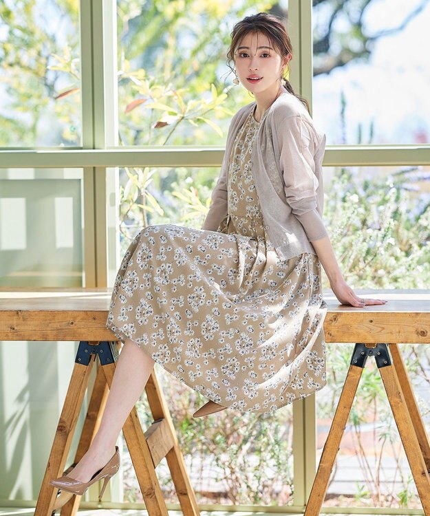 Tiaclasse シアーショートカーディガン グレージュ